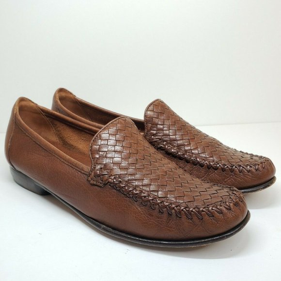 Cole Haan Shoes - Cole Haan Country Woven Leather Cognac Loafers Size 7.5AA